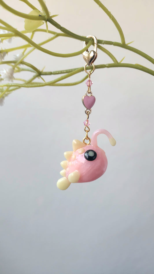 Rose Quartz Anglerfish Keychain