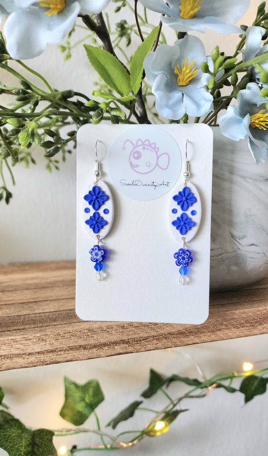 Cobalt Flower Dangles