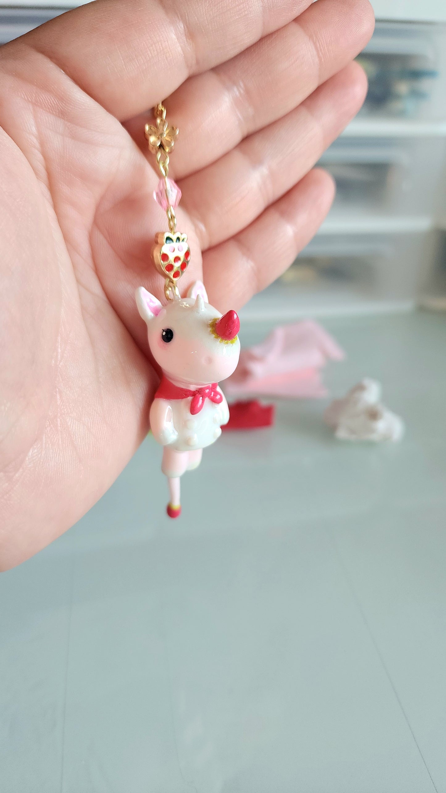 Wiggly Tail Strawberry Rhino Keychain