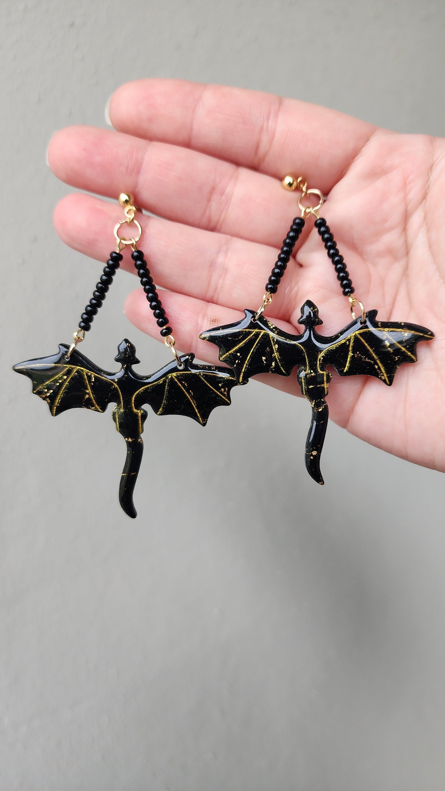 Black and Gold Dragon Earrings