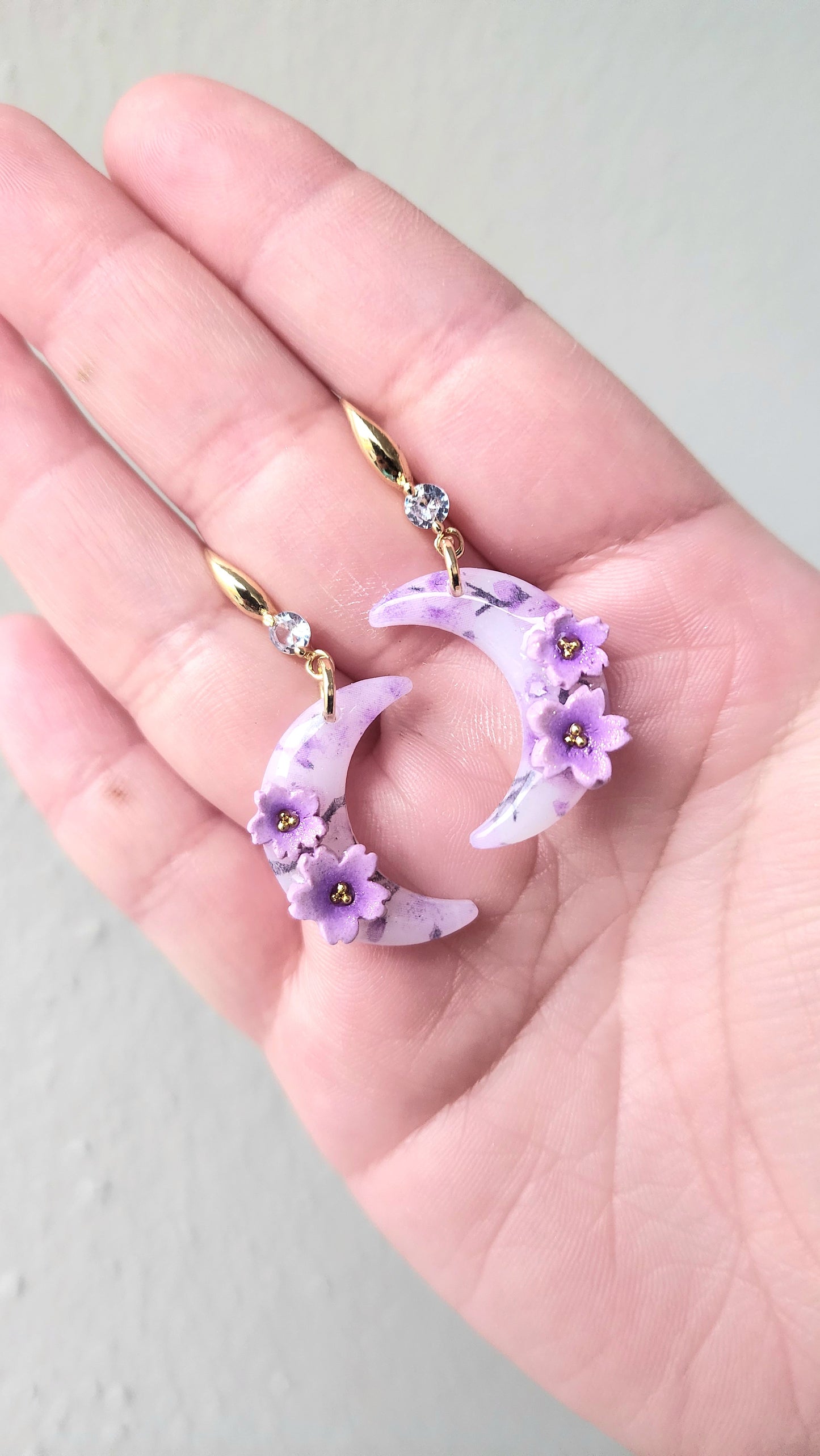 Sakura Moon Earrings Purple Edition