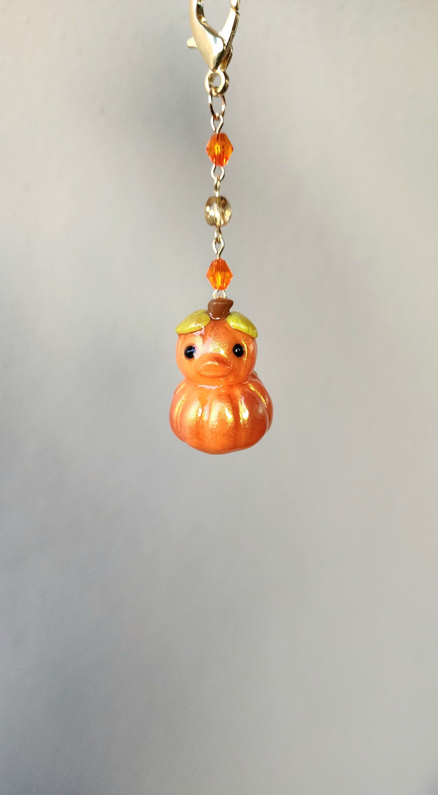 Pumpkin Rubber Duck Keychain