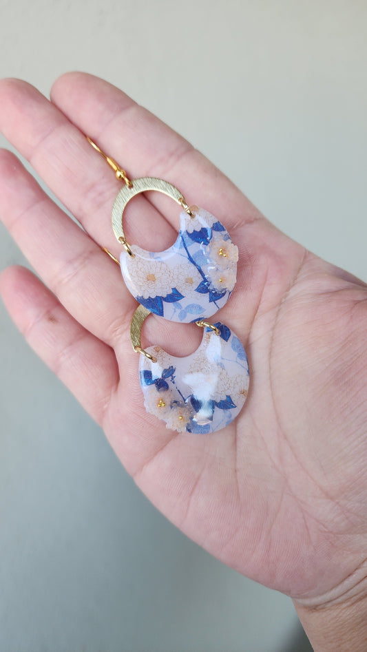 White and Blue Bloom Dangles