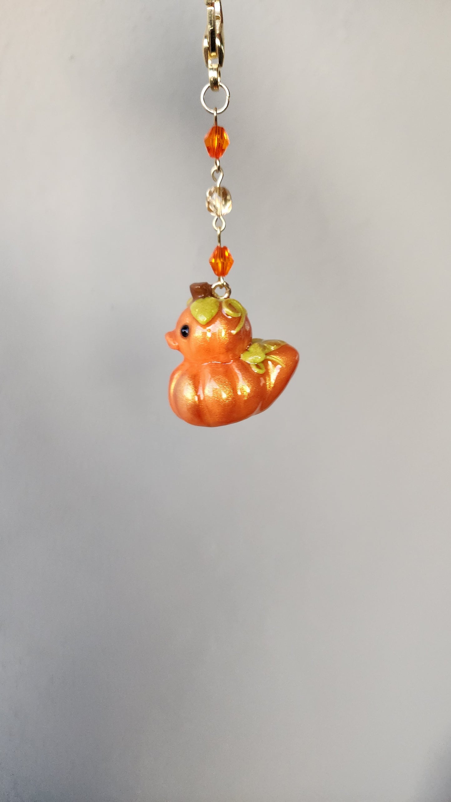 Pumpkin Rubber Duck Keychain