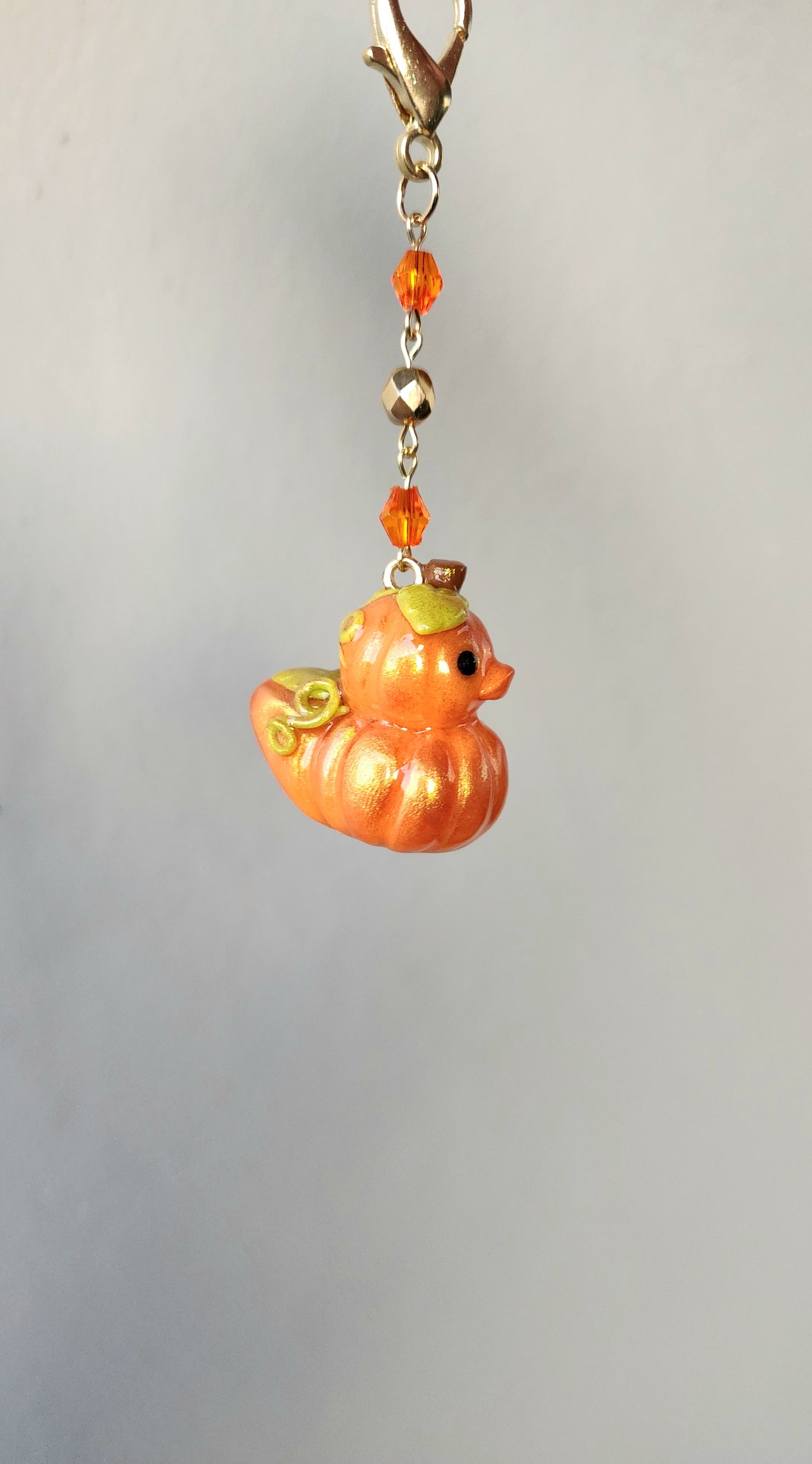 Pumpkin Rubber Duck Keychain