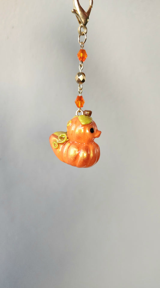 Pumpkin Rubber Duck Keychain